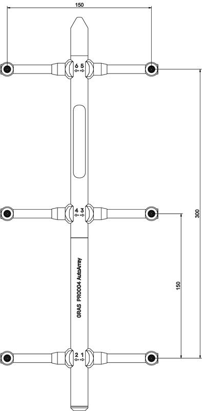 Technical dimensions of the GRAS PR0004 AES Automotive Array Microphone structure